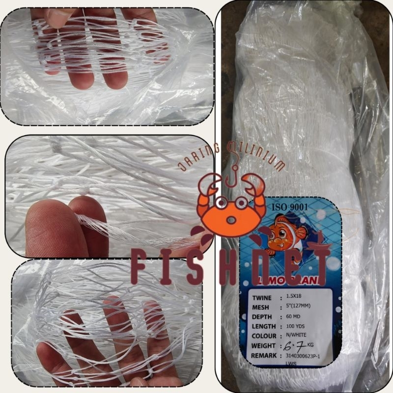 jaring milenium/jaring pintal/jaring ply/ 5inci 18ply 60md 100yds tate