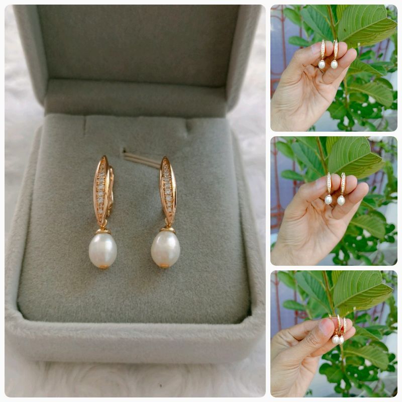 Anting Korean Style Anting Fashion Anting Panjang Mutiara Asli Lombok