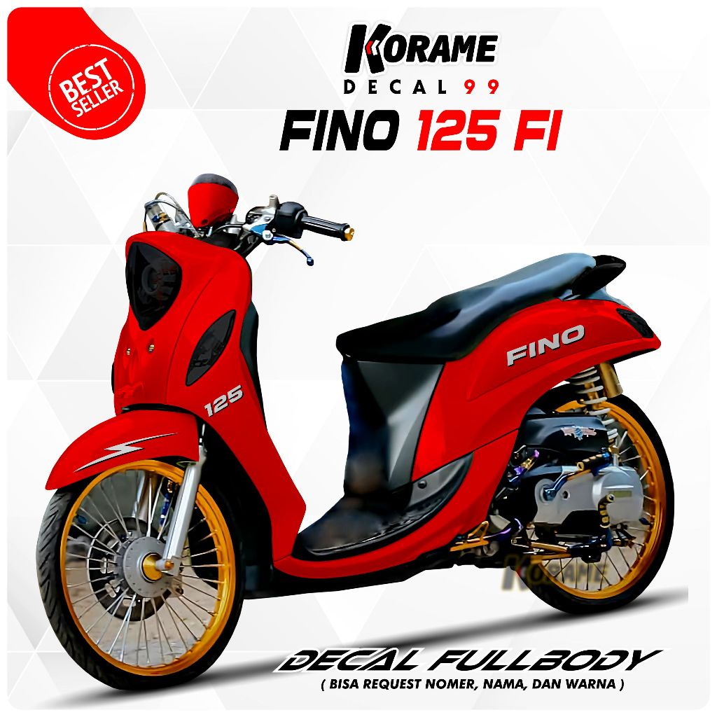Decal Sticker FINO 125 FI - Motif Simple Merah Fullbody