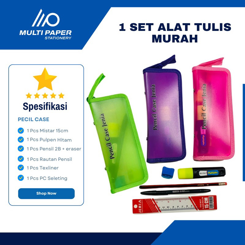 

Satu 1 Set Alat Tulis Murah Dengan Kotak Pensil Resleting