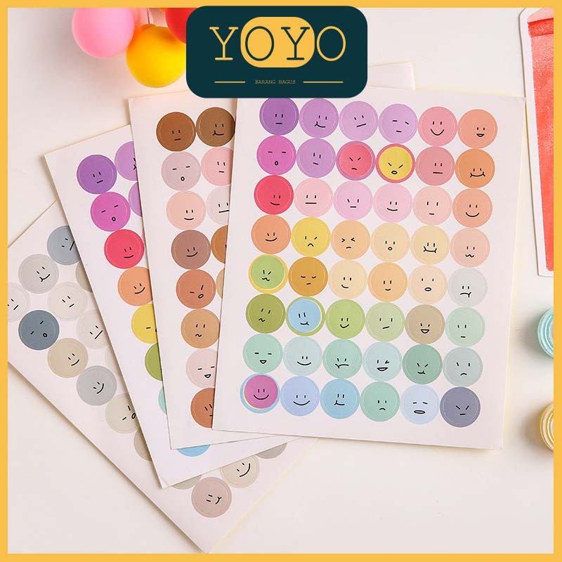 

1 Pcs Sticker Dot Monochrome Aesthetic Vintage / Smile Face Sticker Emoji Deco Jurnal Diary Scrapbook