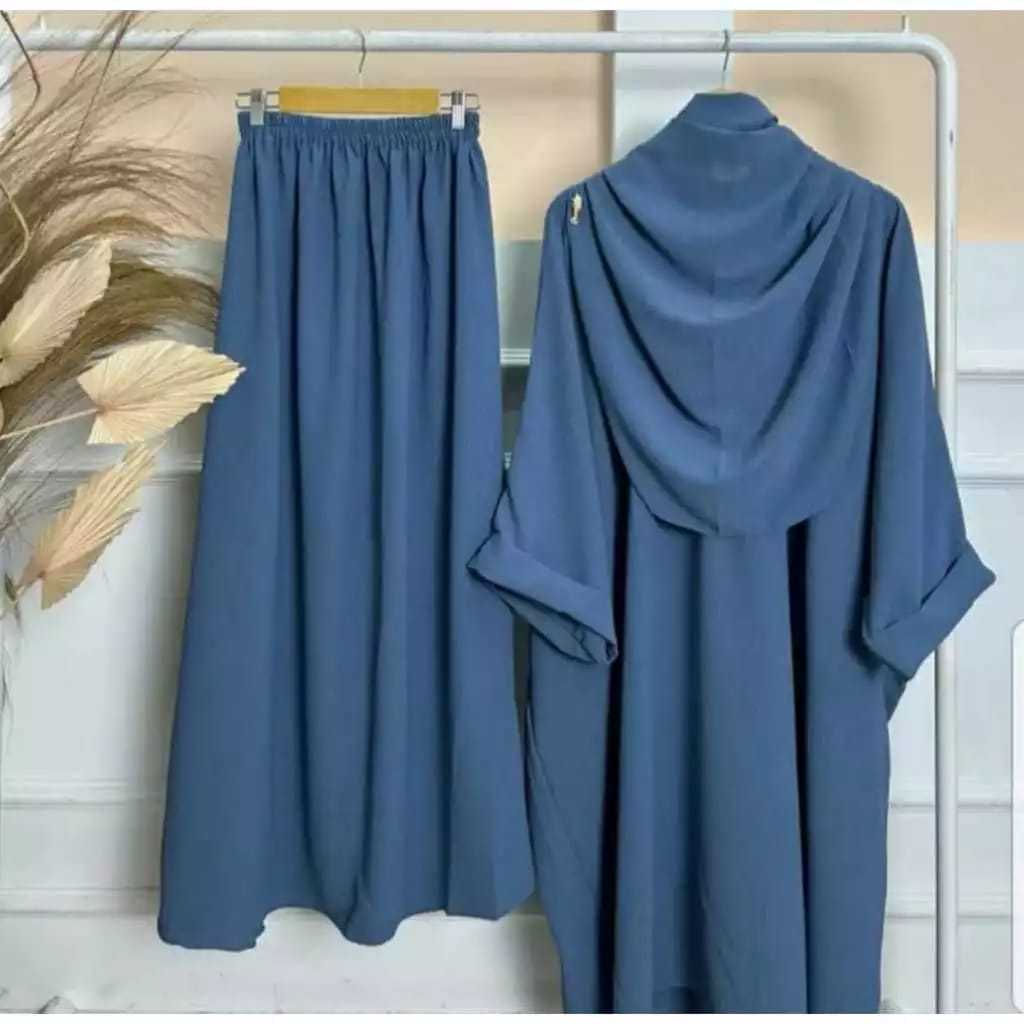 ONE SET TUNIK SYARI MELAYU SET TUNIK FREE PASHMINA BAHAN CRINKLE
