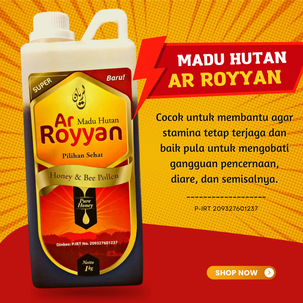 

Madu Hutan Ar Royyan Super 1kg Honey & Bee Pollen Pilihan Sehat - Madu Hutan Super ArRoyyan Premium