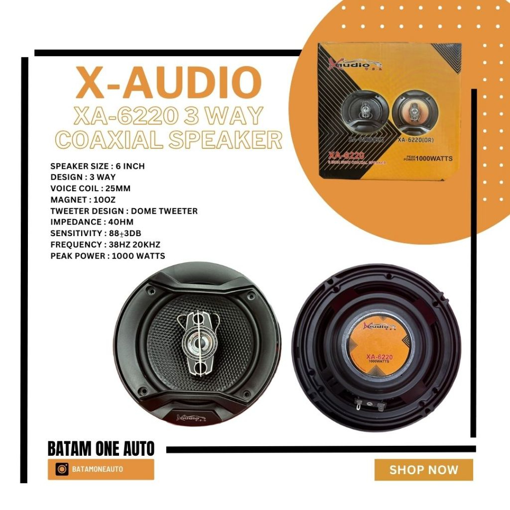 BOA - Speaker 3 Way Coaxial X-Audio 6 Inch | Speaker Mobil | Speaker Coaxial | Speaker Pintu Mobil |
