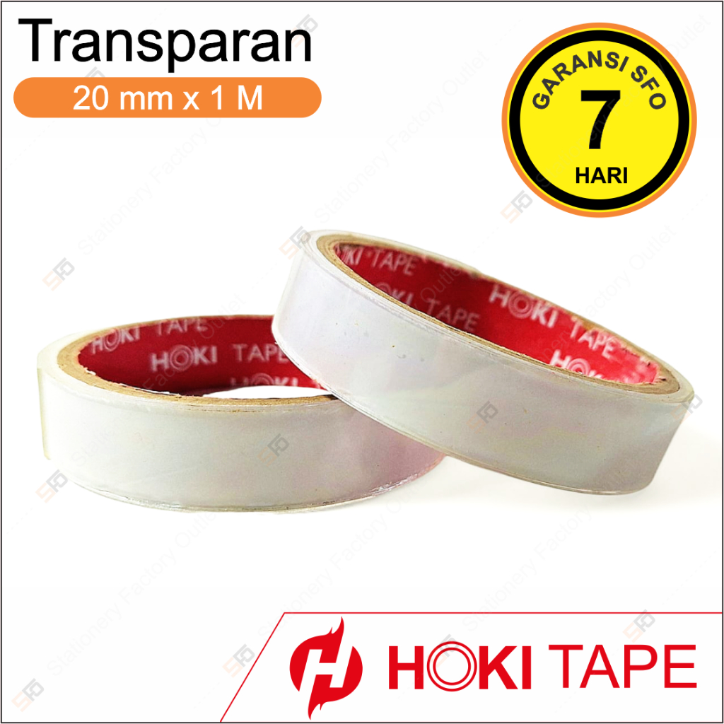 

Double Tape Transparan Hoki 20mm x 1M - SFO Semarang Official