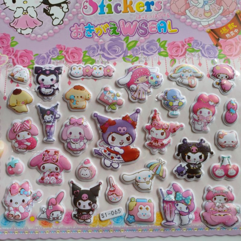 

Sticker timbul sanrio + coloring CINNAMOROLL POCHACCO KUROMI HELLO KITTY MY MELODY POMPOMPURIN