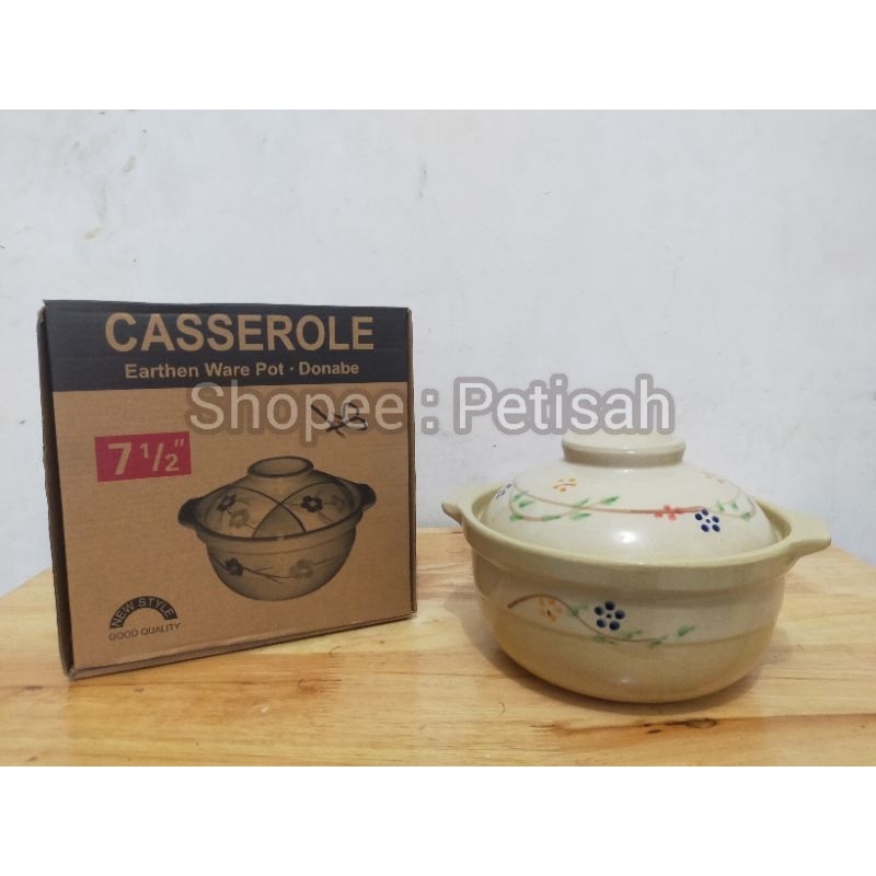 Mangkok Sapo Keramik HomeLine 7½ / Mangkok Casserole / Basi Tutup Sapo HomeLine 7½ / Mangkok Obat Ke