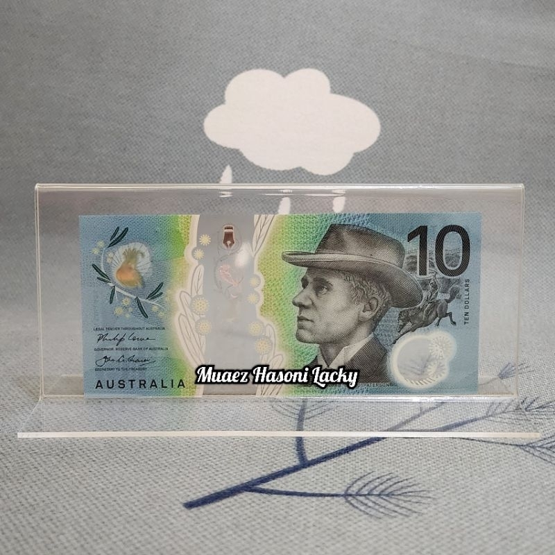 Akrilik Tempat Uang Pajangan Hiasan Australia 10 Dolar Polymer