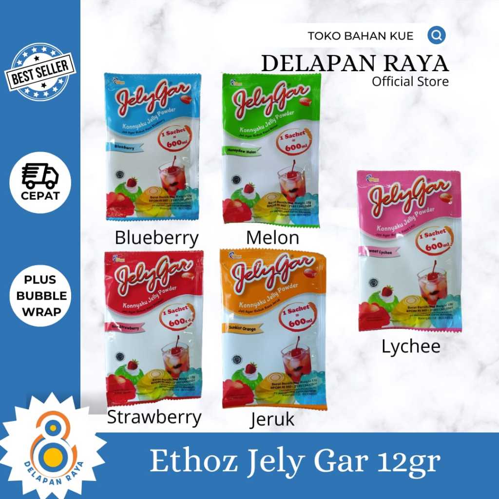 

JELLYGAR by Ethoz 12gr rasa blueberry melon strawberry jeruk lychee -8Raya