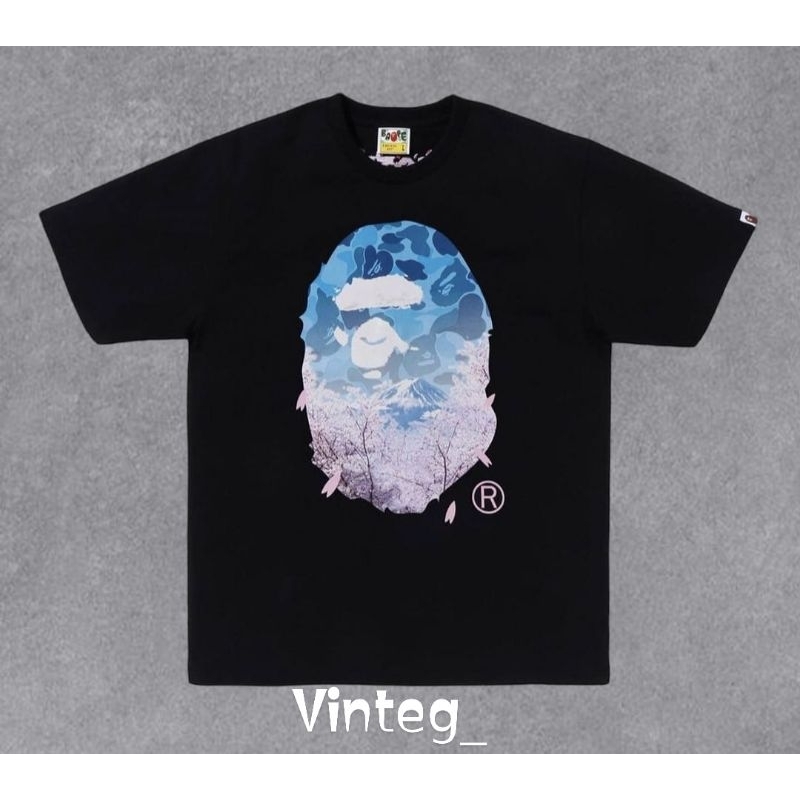Vinteg Kaos Bape Bhating Aape Sakura T-shirt Aape Black and White