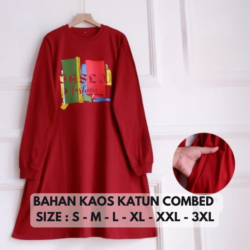 Baju Atasan Wanita Terbaru Zola Tunik BO Bahan Kaos Katun Combed Size  S M L XL XXL XXXL Tunik Kaos 