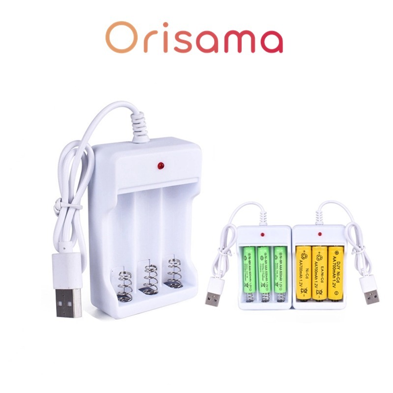 Charger 3 Slot / Baterai Cas / Batre Charger AA dan AAA / Baterai Isi Ulang
