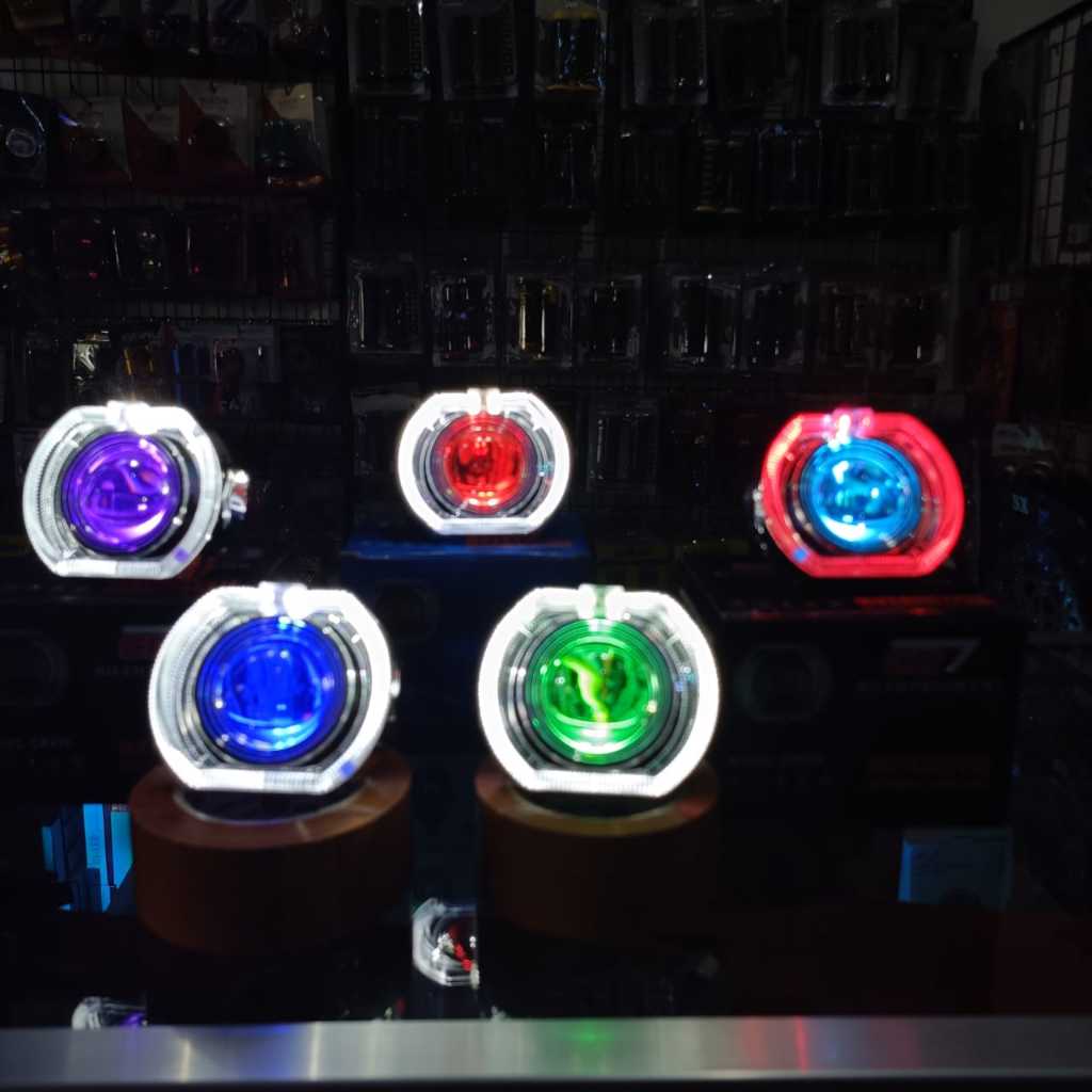 Lampu Utama Projie Biled Projie Ala ala Biled cr7 Lengkap devil eye + Ring Shround Bmw