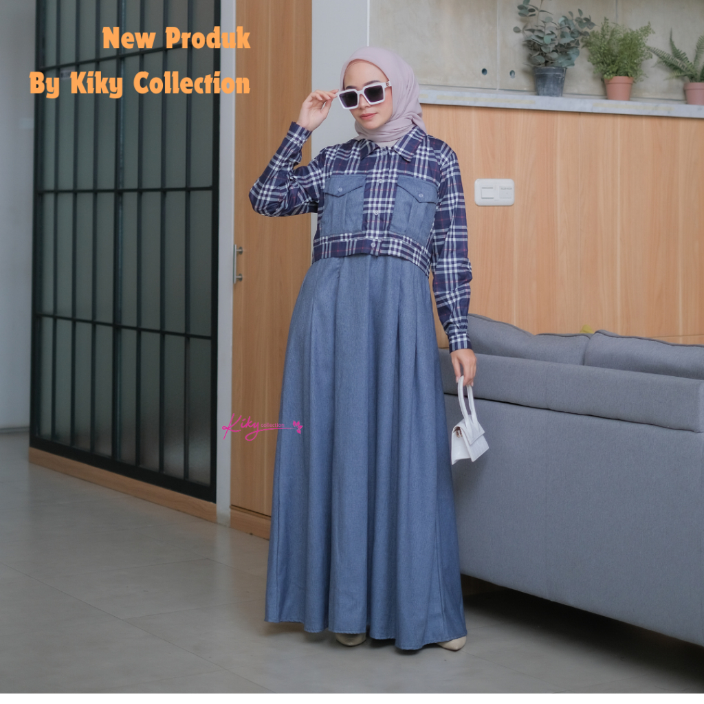 Kiky Gamis Terbaru Elegan Kombinasi Katun Jepang Ory & Katun Madinah