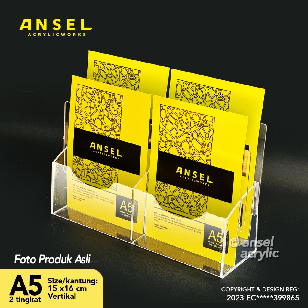 

ANSEL Rak Tempat Brosur Akrilik 2 Tingkat uk. A5 Tipe E2 - 2 Susun [Acrylic Display Holder Flyer]
