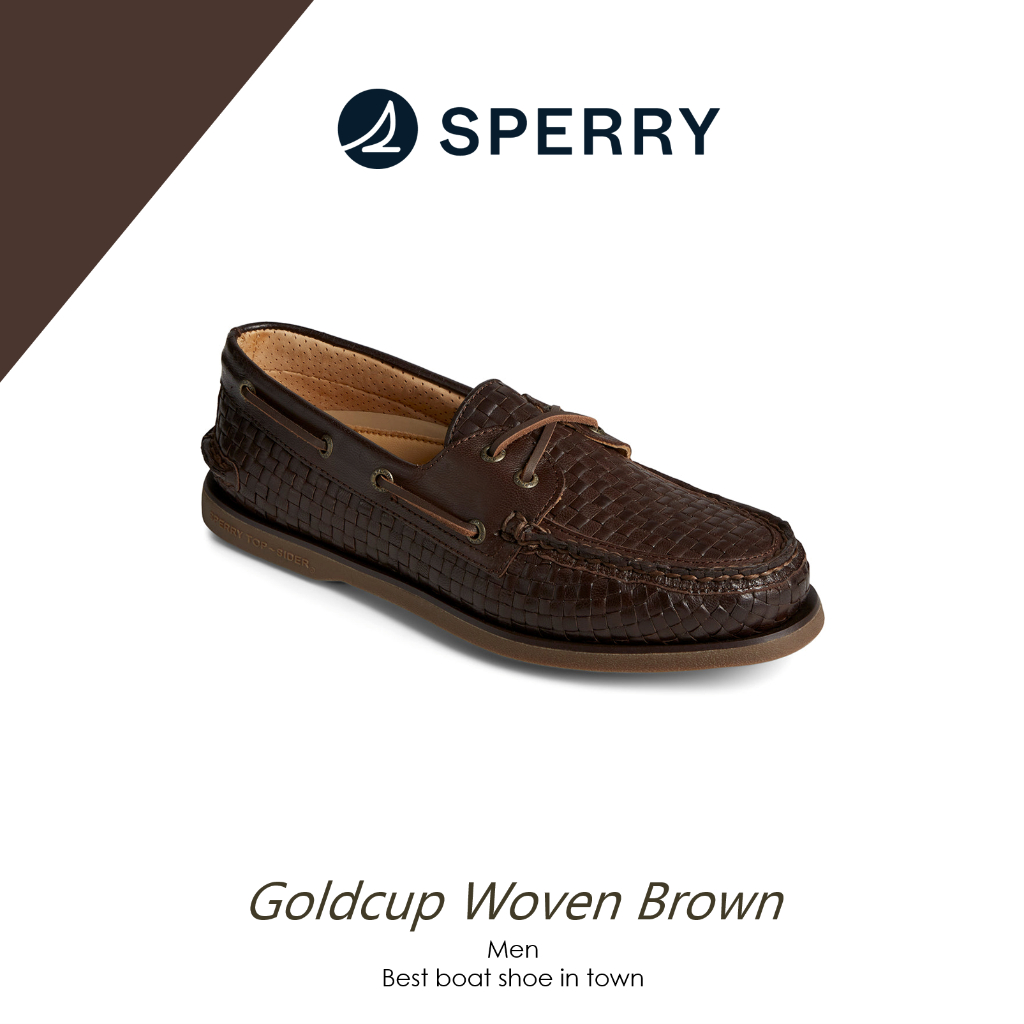 Sepatu Boatshoe Sperry Goldcup Woven Brown Original
