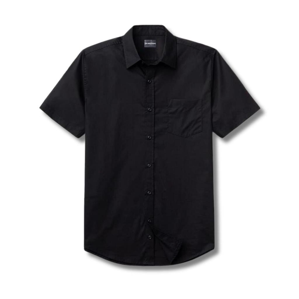 Kemeja Pria Lengan Pendek Slim Fit Hitam