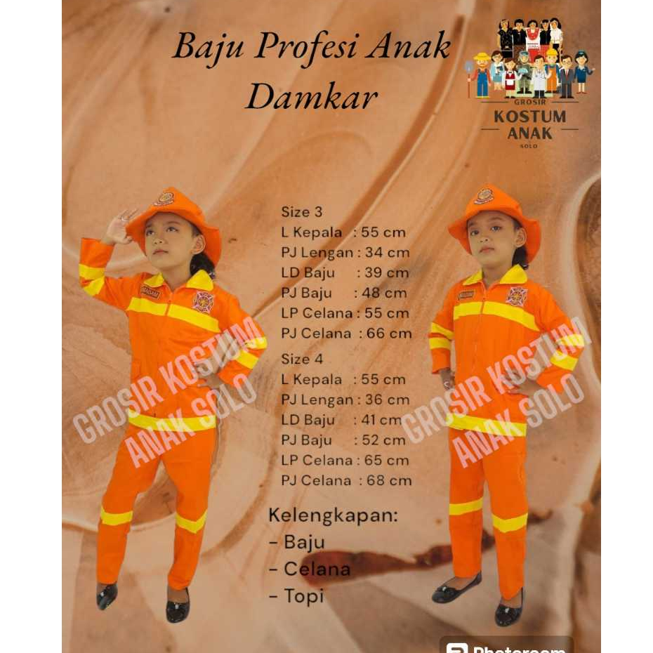 Baju Profesi Anak Pemadam Kebakaran TK & SD