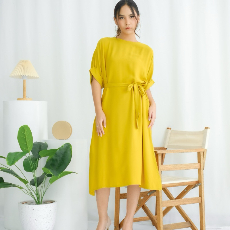 Kirana Dress (Yellow) - Casual Midi Dress
