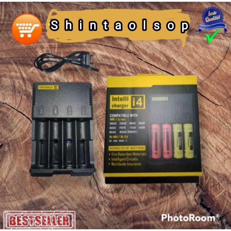 Charger Batre Intelli i4 charger batre universall untuk batre 16340/18650/26650 dll isi 4solt kabel