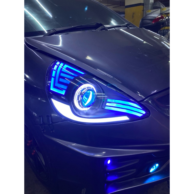 HEADLAMP HONDA JAZZ GD3 PROJECTOR BILED ALIS RGB DAN RUNNING SEN