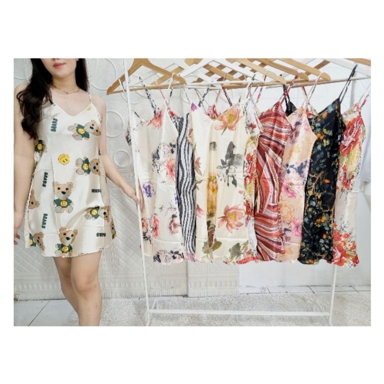 Sangat Nyaman HB FO  DASTER SATIN SATU TALI IMPORT BANYAK MOTIF  BAJU TIDUR DASTER IMPORT MURAH  PAR