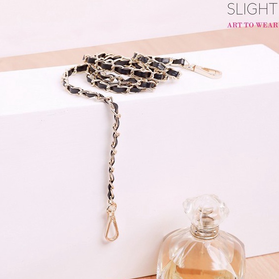 ART I5J SLIGHT Rantai Tali Tas Clutch Panjang Stella hitam Putih Silver Emas Cokelat dan Kuning