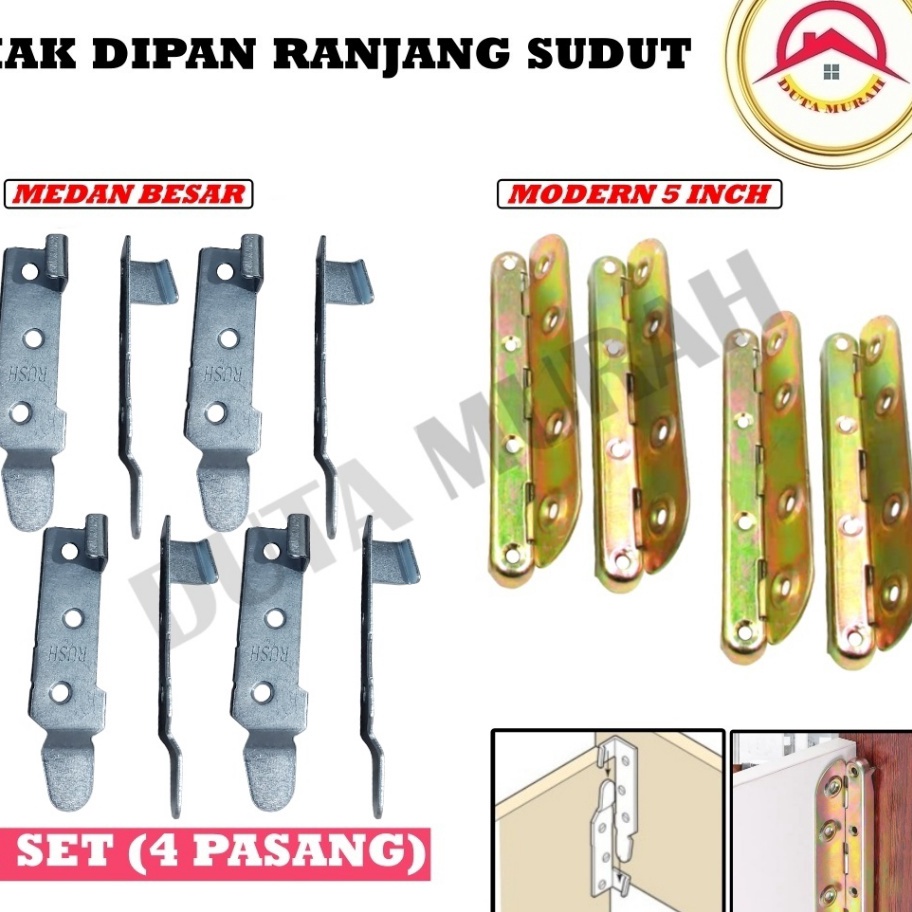 88 Hak Dipan Kait Ranjang Sudut 1 set 4pasang 9cm  Hak Dipan Cantol Bracket Engsel Medan Bed