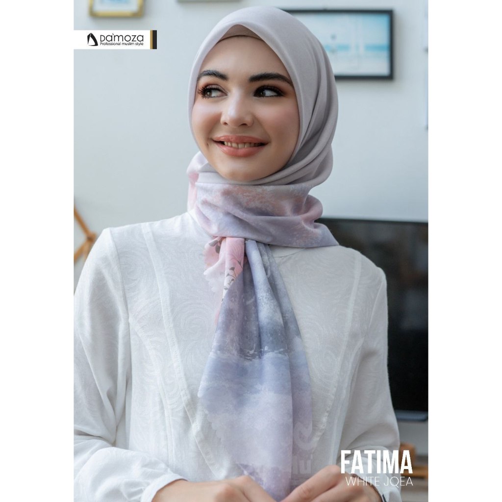FATIMA PUTIH HITAM POLOS DAMOZA MUTIF - GAMIS HAJI UMROH PREMIUM