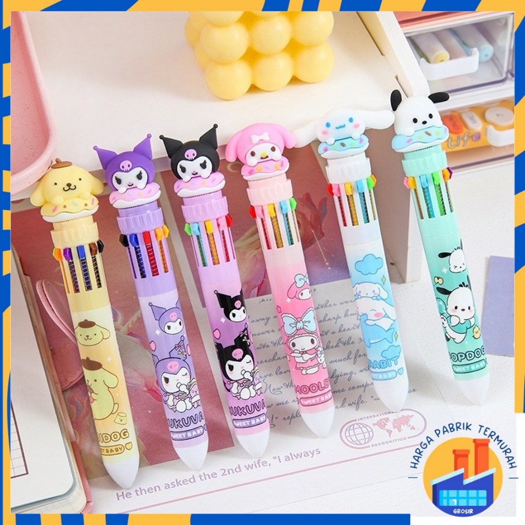 

HPT Pena Mekanik Karakter Kartun Pulpen 10 Warna Lucu 3D DOLL Bolpen Gel Tinta Donat Animasi 10 Warna Alat Tulis Sekolah Anak Super Imut