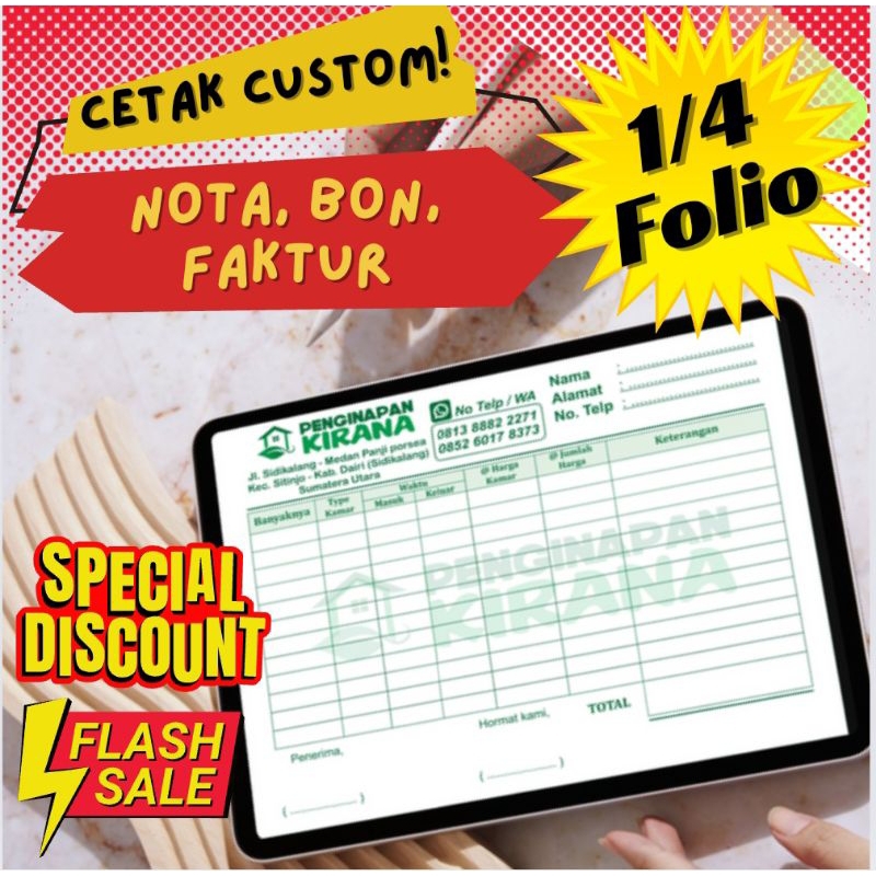 

CETAK BUKU NOTA 1/4 FOLIO DESAIN SESUAI KEINGINAN KERTAS LANGUNG TEMBUS