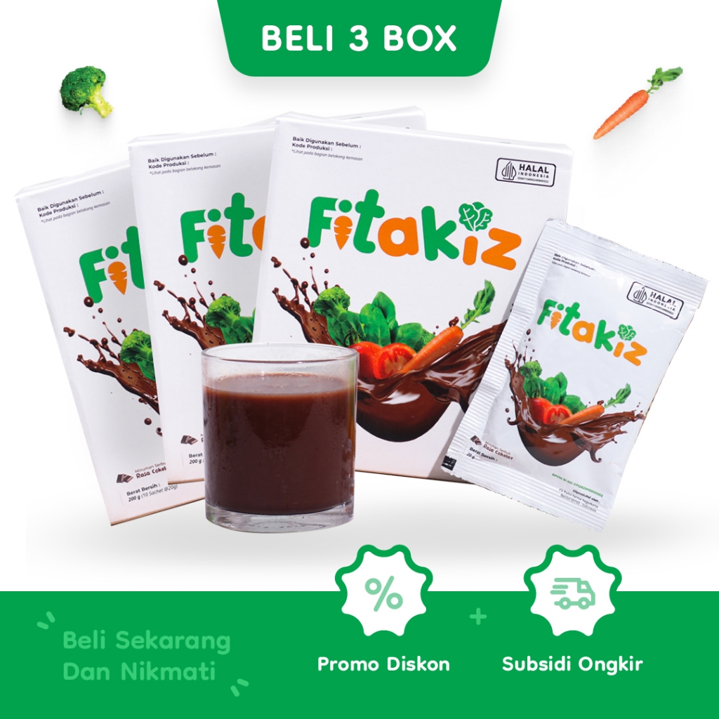 

FITAKIZ 3 BOX - Minuman Serat Anak / Fiber Drink For Kids / Minuman Kesehatan Mengandung Ekstrak Buah Dan Sayur (Rasa Coklat)