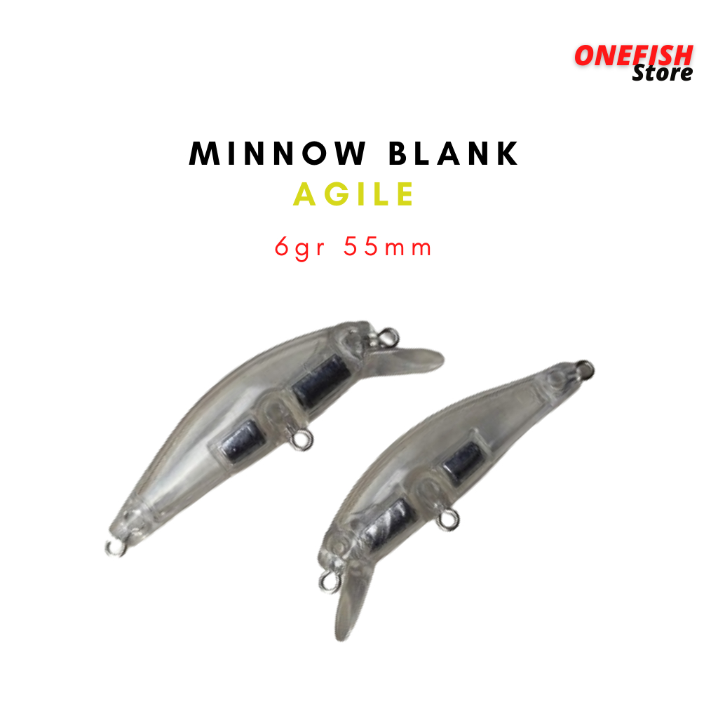 Minnow Blank Agile 6gram 5,5cm Minow Polos Transparan Replika Agile