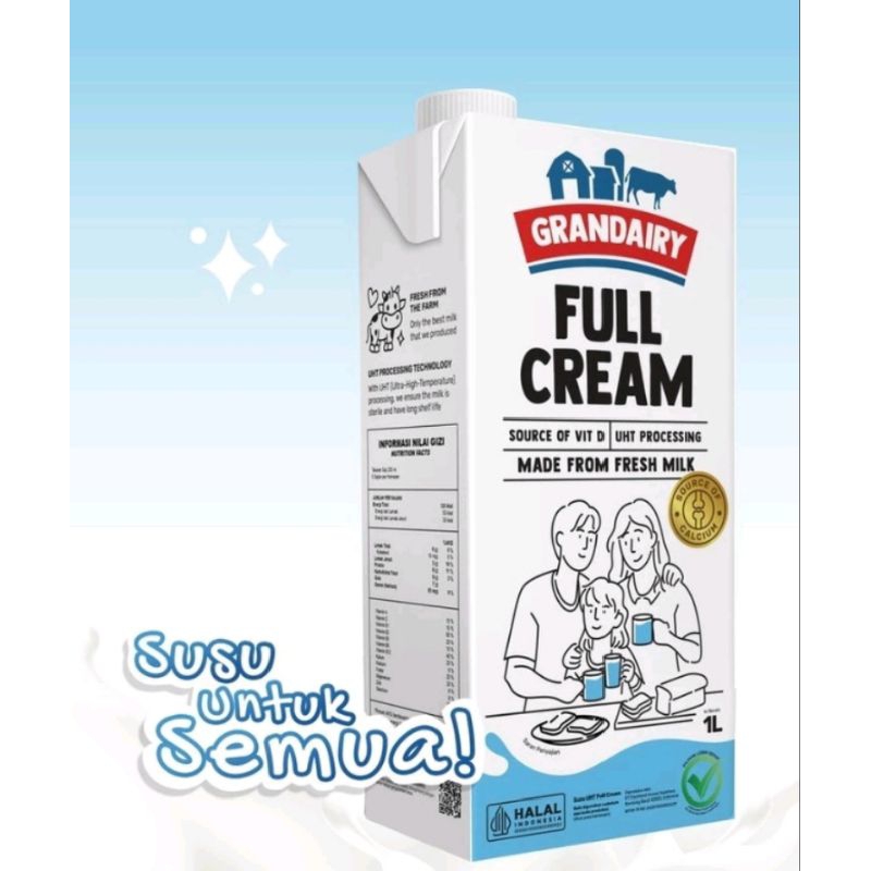 

Susu UHT Grandairy Fullcream 1 Liter Susu Cair Full Cream 1L 1liter Rasa Cokelat Coklat