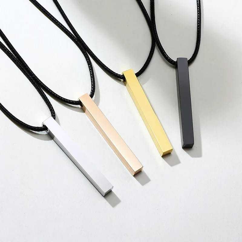 KALUNG TITANIUM PRIA MODEL TALI HITAM KORE LIONTIN BALOK ANTI KARAT