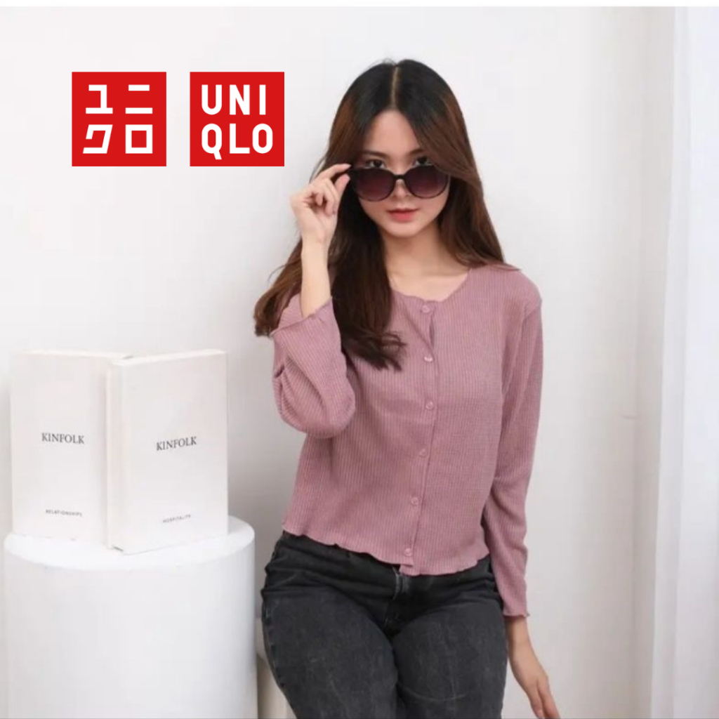 Cardigan UNIQLO Crop Rajut Perfect RIB Full Tag