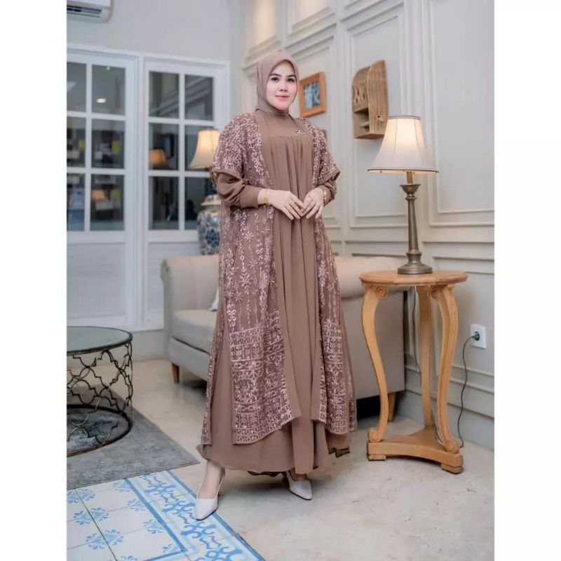 Gamis Tille Rompi/Gamis Wanita Kondangan/Gamis Rompi Lepas Pasang/Gamis Pesta