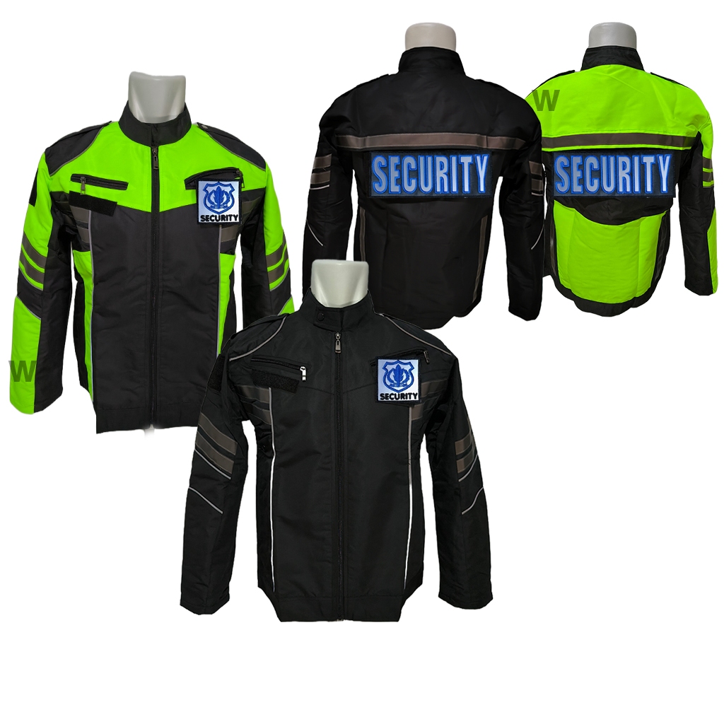 Jaket Security Satpam Model V Hijau Stabilo Hitam Terbaru