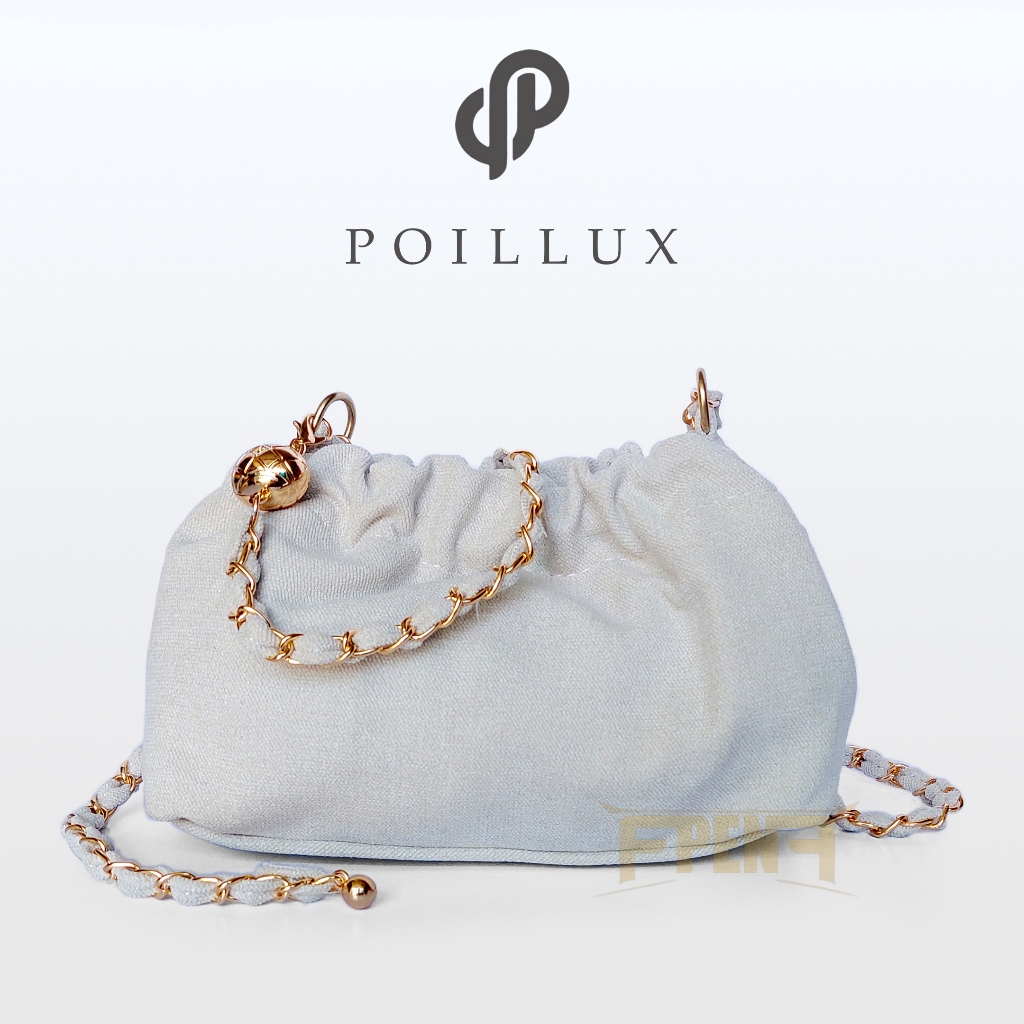 POILLUX [CHICA BAG] BROKEN WHITE Tas Kerut Wanita Tas Selempang Cewek Sling Bag Mini Bag Tas Kasual 