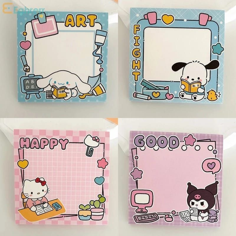 

HUNAM 50 Lembar Memo Pad Sanrio Lucu Sticky Notes Sekolah