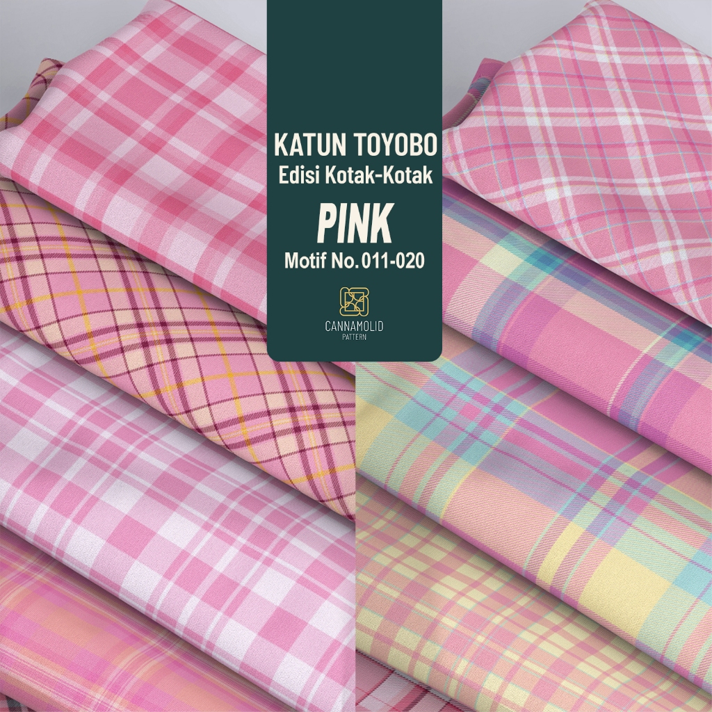 Kain Toyobo Motif KOTAK-KOTAK Korea | Lebar 145cm | Plaid PINK 11-20