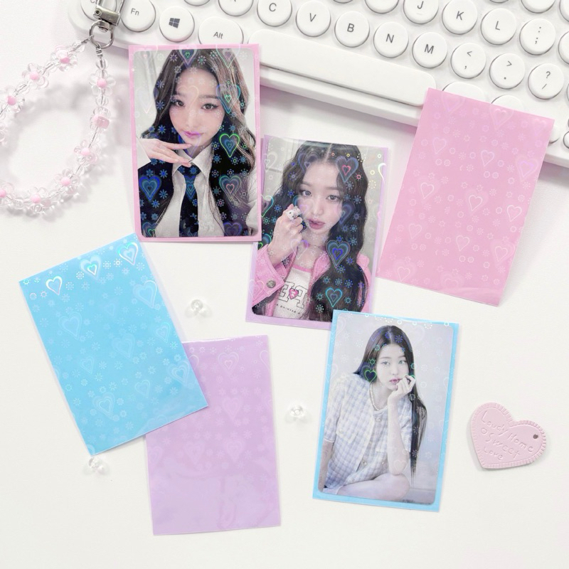 Inner Sleeve Heart Hologram Photocard Hologram Inner Sleeve Photocard Plastik Warna