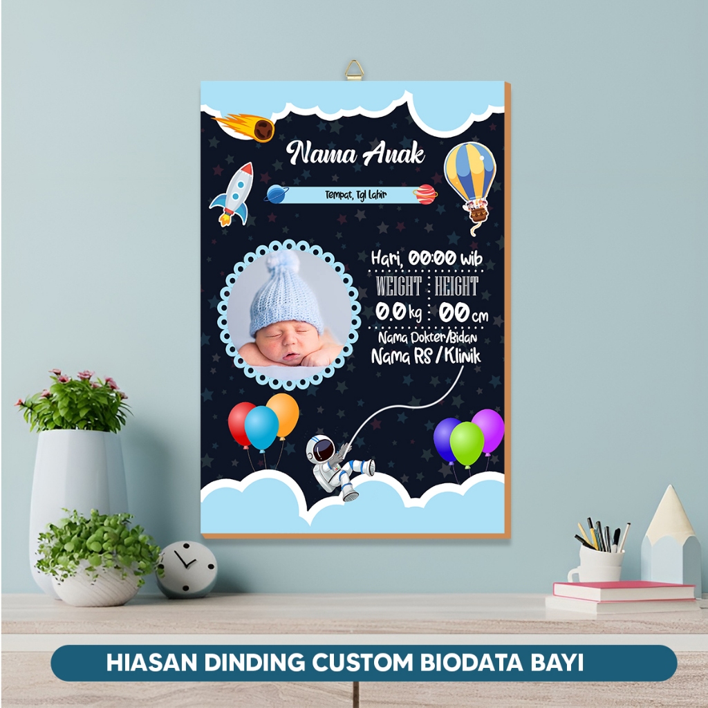 Biodata Bayi Custom Lucu Hiasan Dinding Custom Biodata Bayi Anak Baru Lahir Kado Lahiran Murah