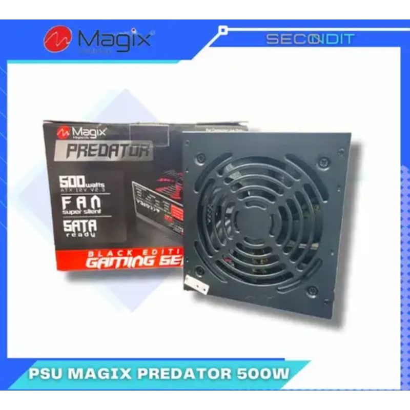 power supply 500 watt fan 12 cm hitam magix predator psu 500watt