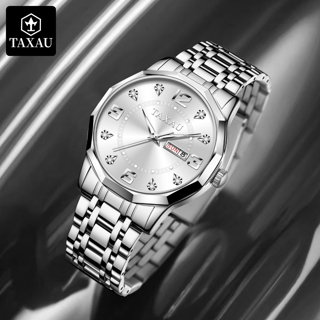 TAXAU Jam Tangan Pria Original 100% Terbaru Casual Anti Air Stainless Steel Jam Tangan Pria Analog