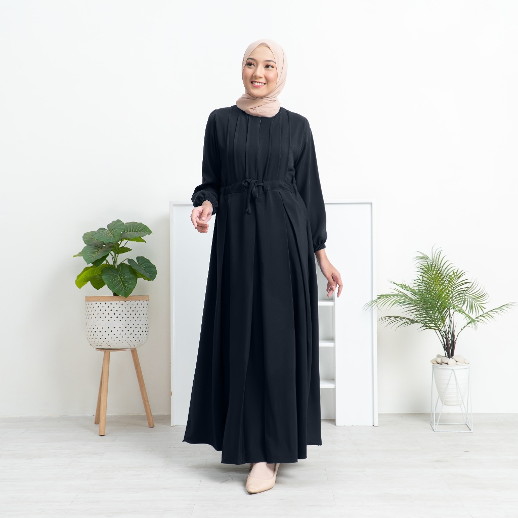 Melia Dress 2 OOTD Kondangan Daily Casual Hangout Korean Style Gamis Polos Jumbo Size S M L XL-8