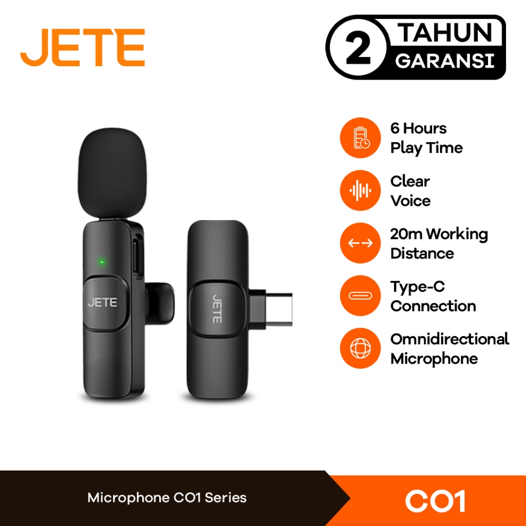 Clip On Wireless Jete CO1 Mic Wireless - Garansi 2 Tahun