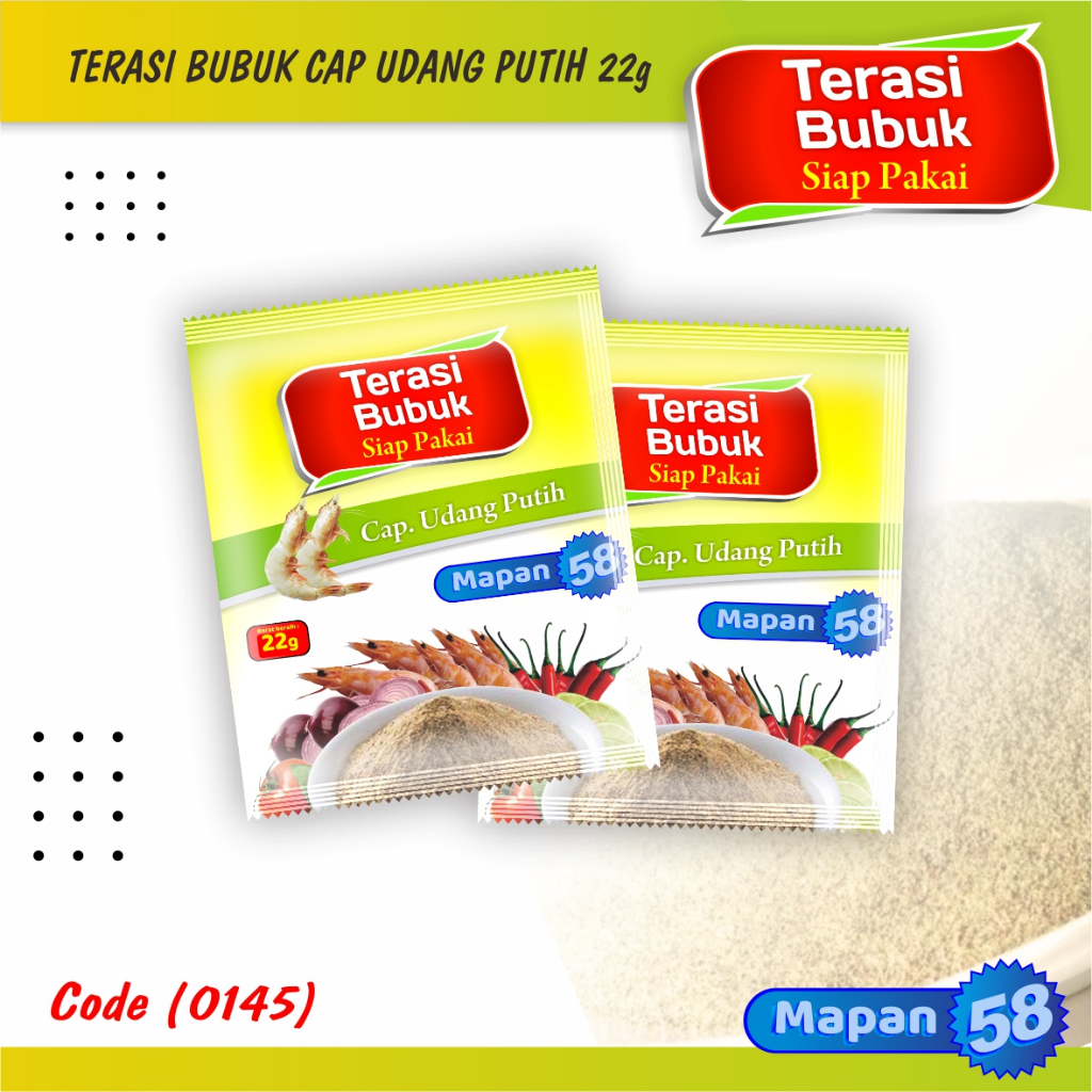 

Terasi Bubuk 22gr Cap Udang Putih 58