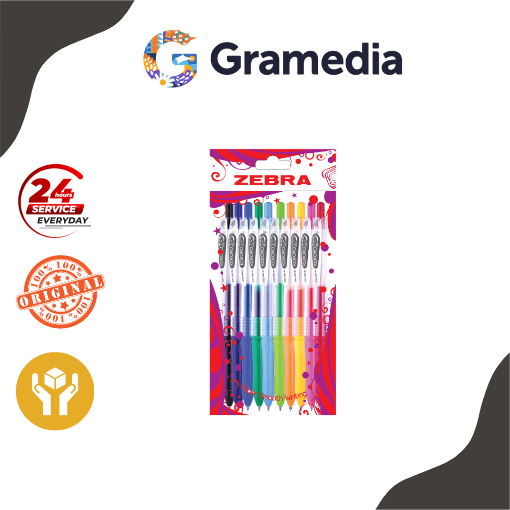 

Gramedia Mega - Zebra Kokoro Gel 0.5 Mix Set 12 10 pcs