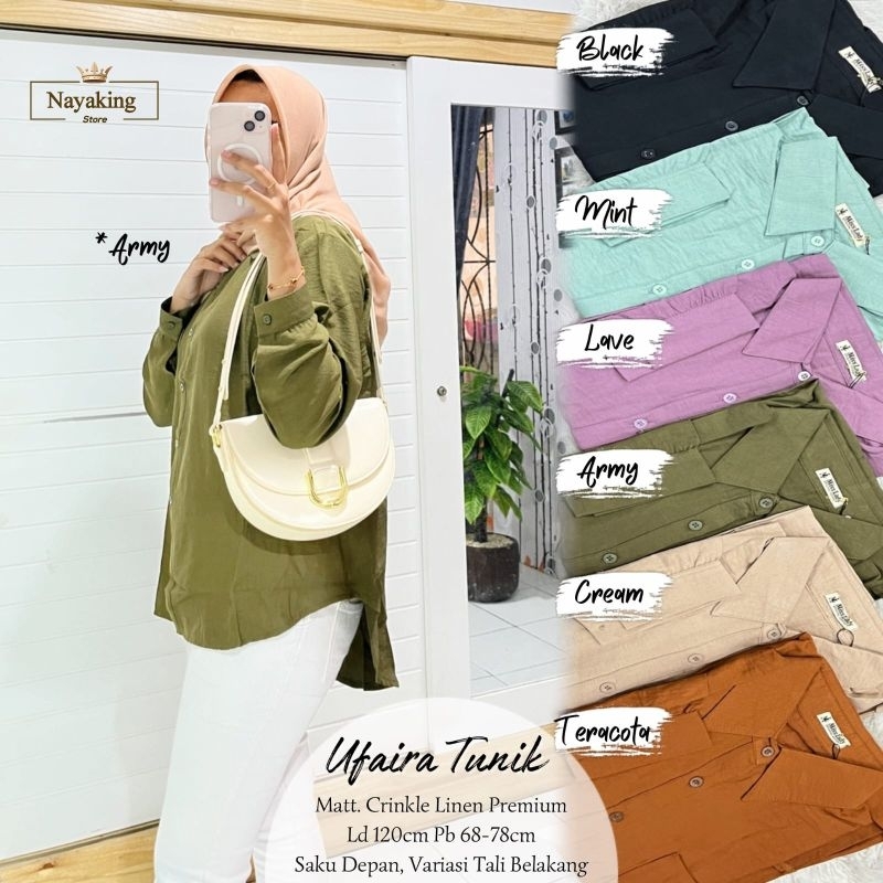 Ufaira Tunik Jumbo Crinkle Linen Polos